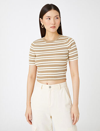 Crop Triko Kazak Kısa Kollu