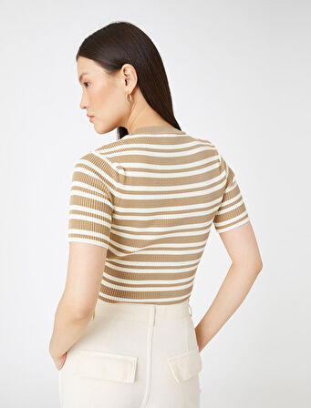 Crop Triko Kazak Kısa Kollu