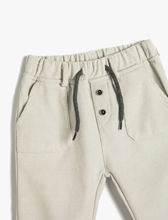 Pantolon Beli Bağlamalı Lastikli Cepli Pamuklu