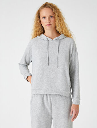 Kapüşonlu Sweatshirt Yandan Cepli