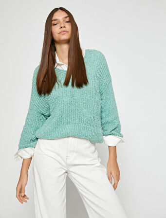 Örgü Triko Kazak V Yaka