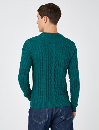 Basic Triko Kazak Saç Örgülü Bisiklet Yaka 