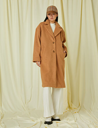 Çift Düğmeli Kaşe Kaban