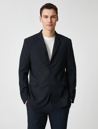 Basic Blazer Ceket Düğmeli Cep Detaylı