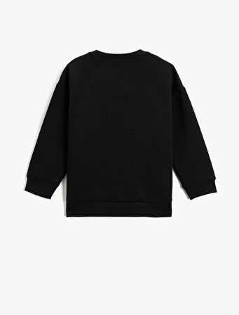 Kapşonlu Sweatshirt Şardonlu Bisiklet Yaka Baskılı 