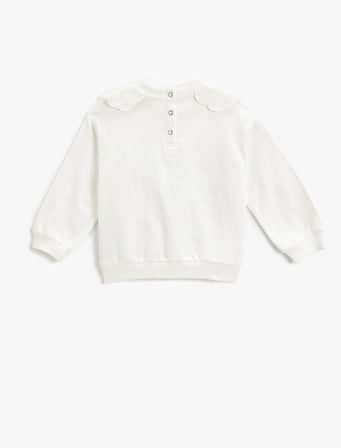 Bebe Yaka Sweatshirt Arkası Çıtçıt Kapamalı Baskılı Şordonlu