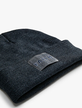 Basic Örgü Bere Slogan Etiket Baskılı Katlama Detaylı