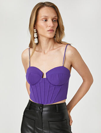 Korse Abiye Büstiyer Cuplı Taşlı Askılı