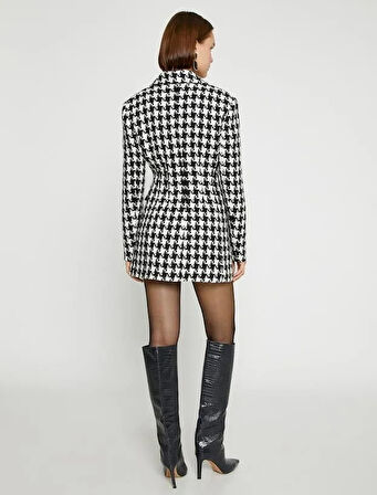 Ece Sükan X Koton - Kazayağı Desenli Tüvit Ceket Elbise