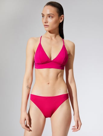 Bralet Bikini Üstü Üçgen Kaplı Çapraz Askı Detaylı