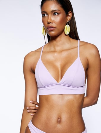 Üçgen Bikini Üstü Dokulu Kaplı Bağlama Detaylı