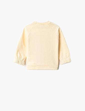 Önü Bağlama Detaylı Sweatshirt Örgü Aplike Detaylı Şardonlu