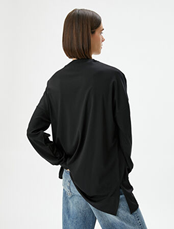 Uzun Tişört Dik Yaka 