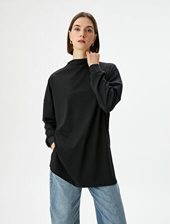 Uzun Tişört Dik Yaka 