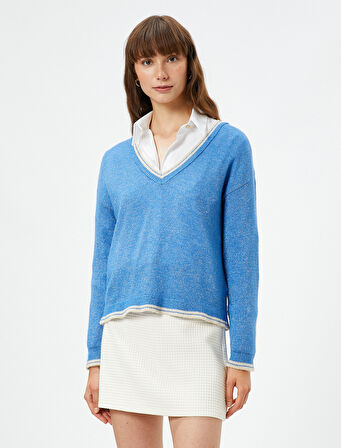 Çift Katlı Görünümlü Triko Kazak