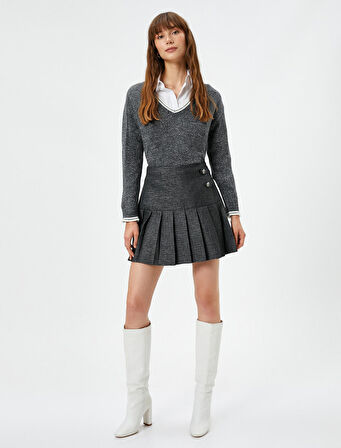 Çift Katlı Görünümlü Triko Kazak