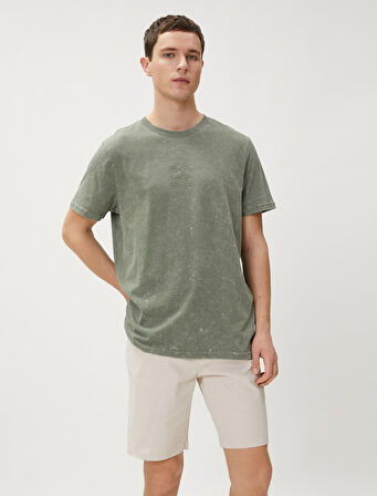 Basic Gabardin Şort Beş Cep Detaylı Düğmeli Pamuklu