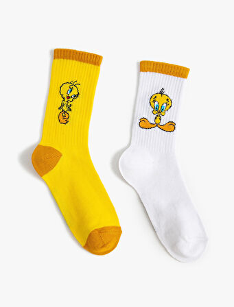 2'li Tweety Baskılı Çorap Lisanslı Pamuklu