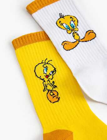 2'li Tweety Baskılı Çorap Lisanslı Pamuklu