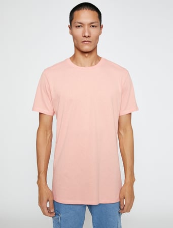 Basic Tişört Slim Fit Bisiklet Yaka Kısa Kollu Pamuklu