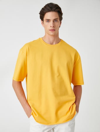 Basic Oversize Tişört Bisiklet Yaka Kısa Kollu