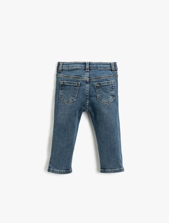 Slim Fit Kot Pantolon Rahat Kesim Cepli Beli Ayarlanabilir Lastikli