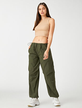 Fitilli Atlet Crop Bisiklet Yaka Fitilli Kolsuz