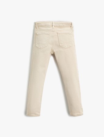 Kot Pantolon Düz Paça Normal Bel - Straight Jean  Beli Ayarlanabilir Lastikli