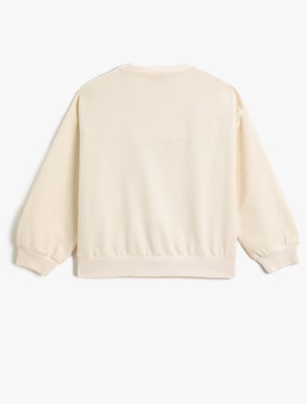 Basic Sweatshirt Baskılı Detaylı Uzun Kollu Bisiklet Yaka
