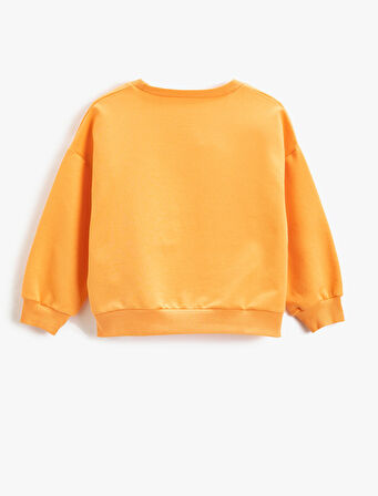 Basic Sweatshirt Baskılı Detaylı Uzun Kollu Bisiklet Yaka