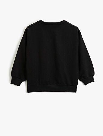 Basic Sweatshirt Baskılı Detaylı Uzun Kollu Bisiklet Yaka