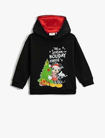 Mickey Mouse Kapşonlu Sweat Yılbaşı Temalı Lisanslı