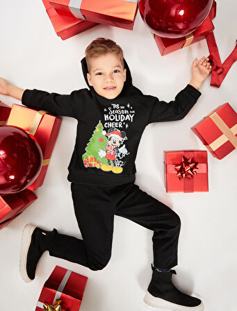 Mickey Mouse Kapşonlu Sweat Yılbaşı Temalı Lisanslı