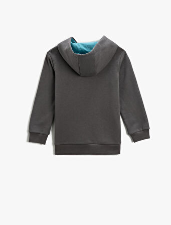 Kaplan Baskılı Kapşonlu Sweatshirt Uzun Kollu