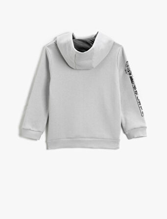 Kaplan Baskılı Kapşonlu Sweatshirt Uzun Kollu