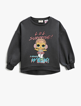 LOL Surprise Baskılı Lisanslı Sweatshirt Uzun Balon Kollu Simli