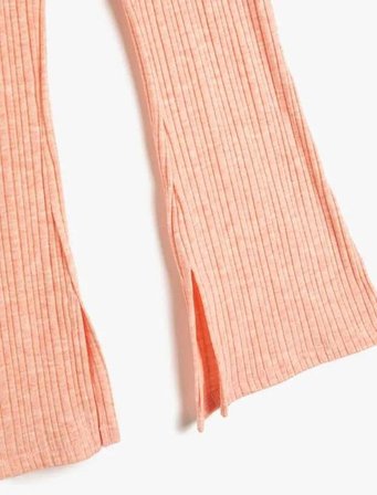 Koton Kız Çocuk İspanyol Paça Pantolon Yırtmaç Detaylı Beli Lastikli Fitilliu
