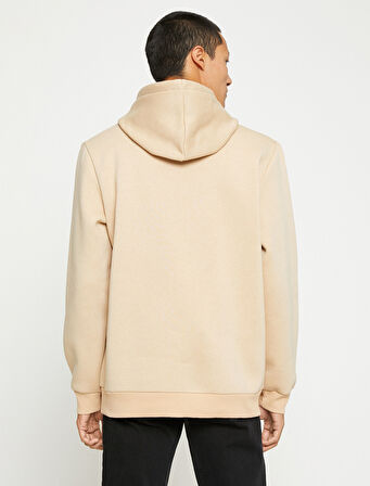 Ayı Baskılı Kapşonlu Sweatshirt Şardonlu