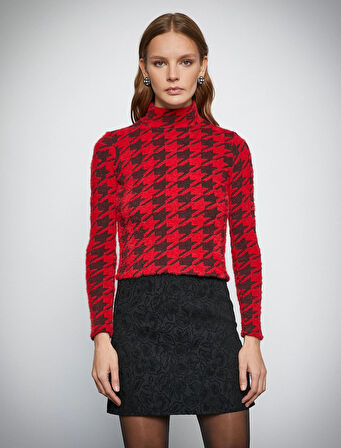 Melis Ağazat X Koton - Uzun Kollu Yumuşak Dokulu Boğazlı Tişört