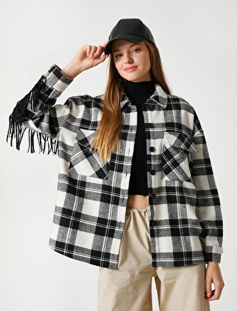 Oduncu Gömlek Ceket Püskül Detaylı Cepli Düğmeli