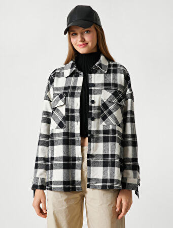 Oduncu Gömlek Ceket Püskül Detaylı Cepli Düğmeli