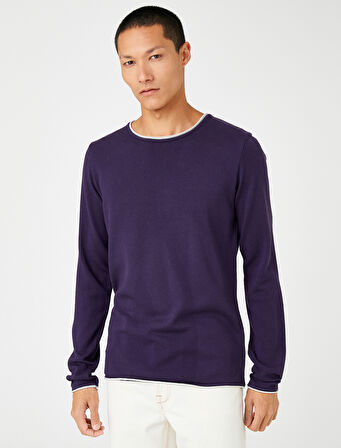 Basic Triko Kazak Bisiklet Yaka Uzun Kollu