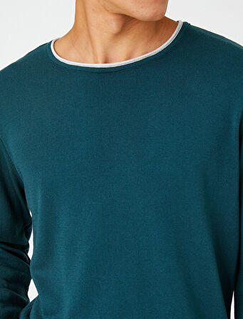 Basic Triko Kazak Bisiklet Yaka Uzun Kollu