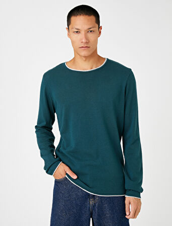 Basic Triko Kazak Bisiklet Yaka Uzun Kollu