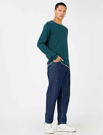 Basic Triko Kazak Bisiklet Yaka Uzun Kollu