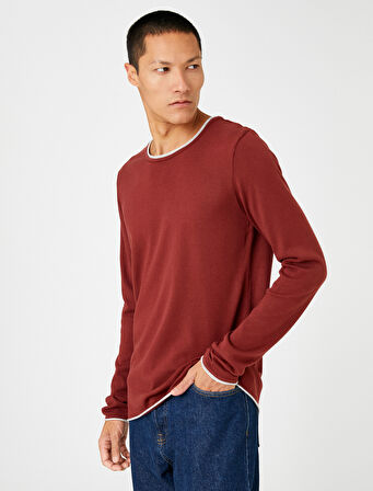 Basic Triko Kazak Bisiklet Yaka Uzun Kollu