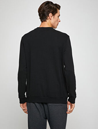 Basic Bisiklet Yaka Sweatshirt Uzun Kollu