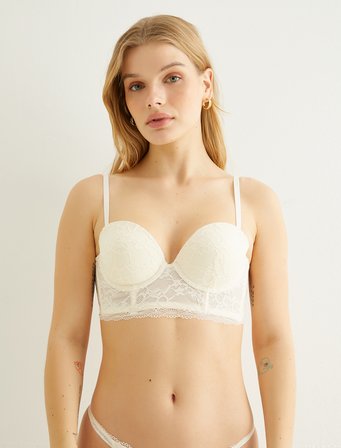 Push Up Bralet Sütyen Destekli Dolgulu Balenli Kaplı