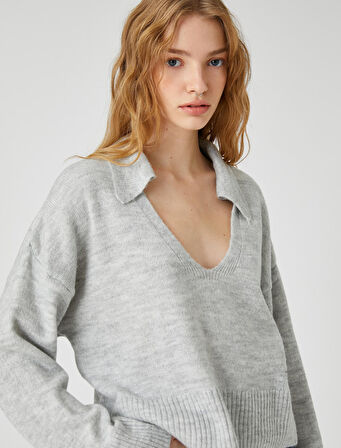 Polo Yaka Triko Kazak Uzun Kollu