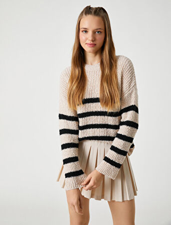 Örgü Kazak Bisiklet Yaka Uzun Kollu